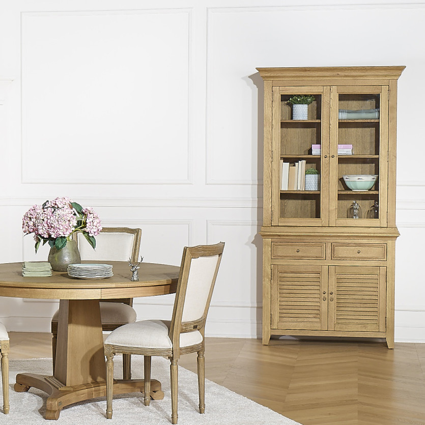 Credenza CHARLES - Stile shabby chic in rovere, 2 cassetti, 4 ante