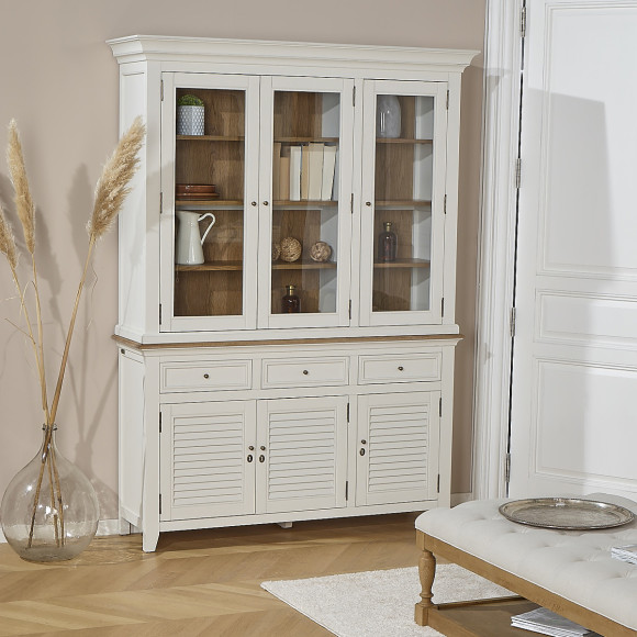 EDEN Sideboard - Shabby chic style, oak top, 3 drawers, 6 doors