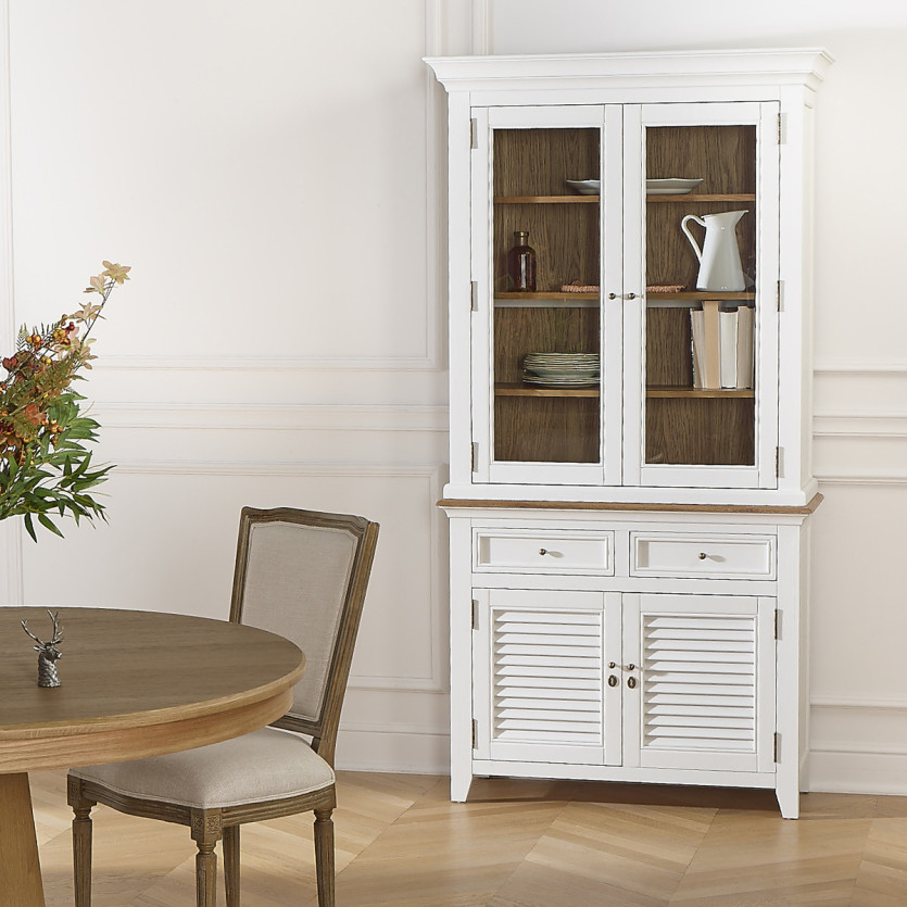 EDEN Sideboard - Shabby chic style, oak top, 2 drawers, 4 doors