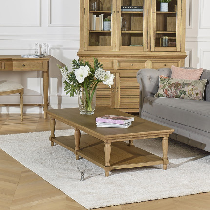 Mesa de centro larga EDINBURGH - Estilo shabby chic, 1 estante inferior