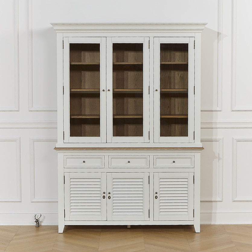 Vaisselier EDEN - Stile shabby chic, piano in quercia, 3 cassetti, 6 porte
