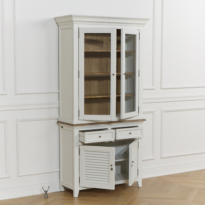 Buffet EDEN - Stile shabby chic, piano in rovere, 2 cassetti, 4 ante