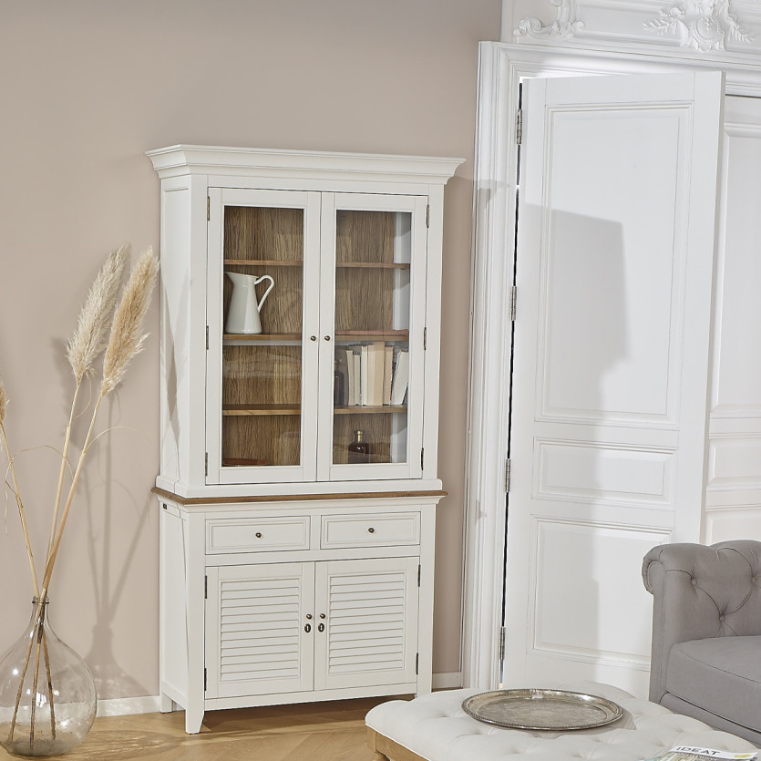 Buffet EDEN - Stile shabby chic, piano in rovere, 2 cassetti, 4 ante