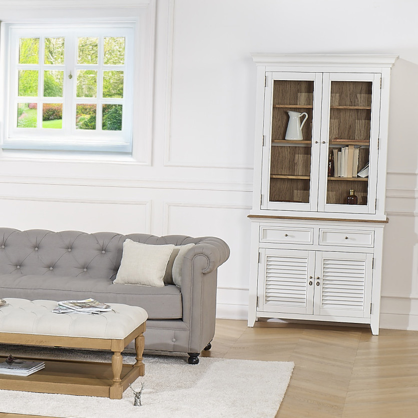 Buffet EDEN - Stile shabby chic, piano in rovere, 2 cassetti, 4 ante