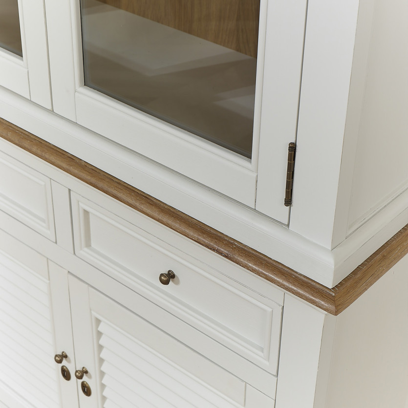 EDEN Geschirrschrank - Shabby Chic Stil, Eichenplatte, 3 Schubladen, 6 Türen