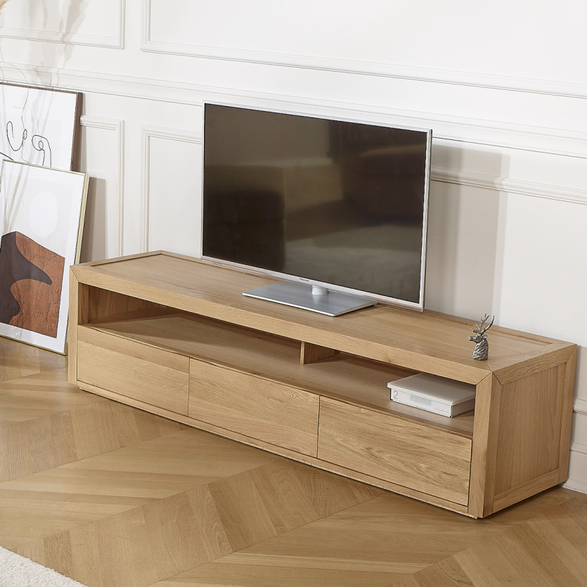 TV-Möbel aus Eiche CAMILLE - Moderner Stil, 3 Schubladen, 180 cm