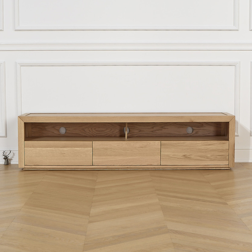 TV-Möbel aus Eiche CAMILLE - Moderner Stil, 3 Schubladen, 180 cm