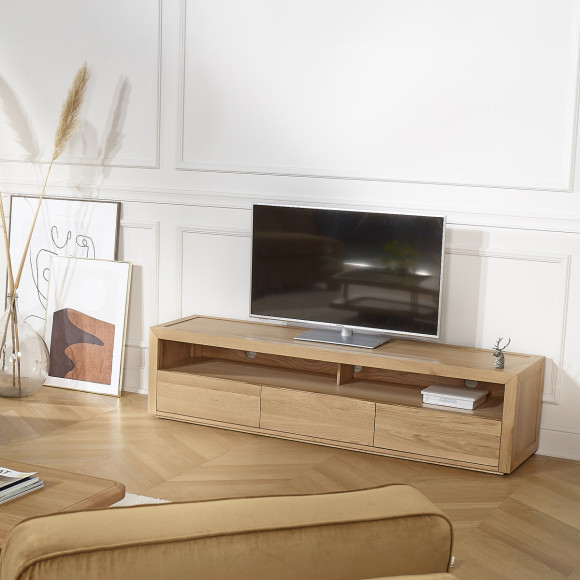 TV-Möbel aus Eiche CAMILLE - Moderner Stil, 3 Schubladen, 180 cm