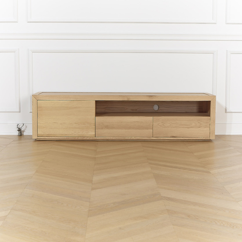 TV-meubel CAMILLE - Hedendaagse stijl, eiken blad, 2 laden, 1 deur, 180 cm