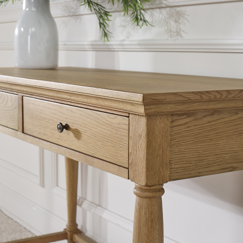 Escritorio EDINBURGH - Estilo shabby chic de roble, 2 cajones