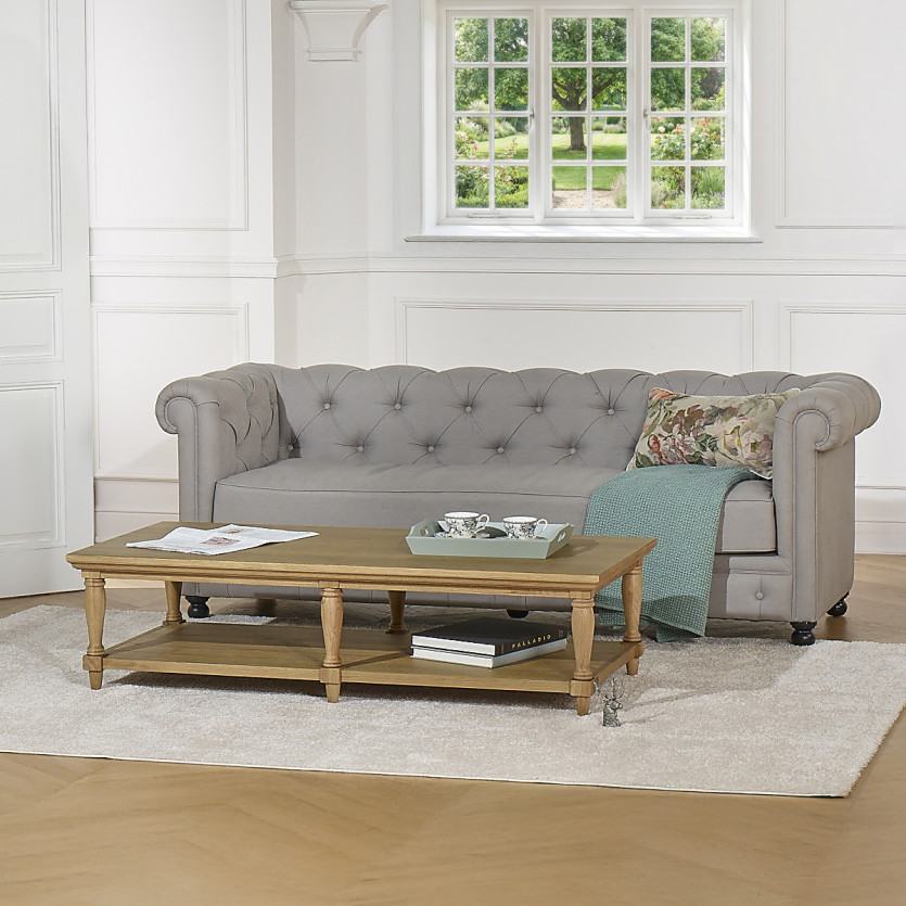 Mesa de centro larga EDINBURGH - Estilo shabby chic, 1 estante inferior