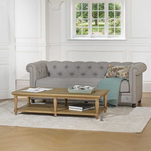 Longue table basse EDINBURGH - Style shabby chic, 1 étagère basse