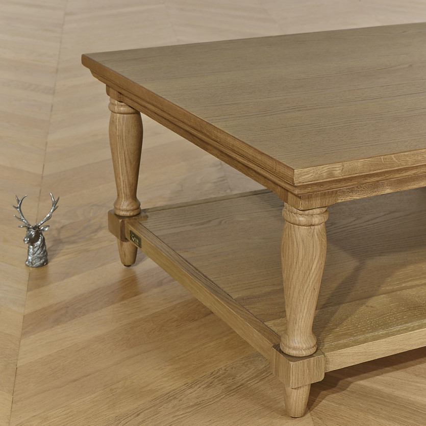 Mesa de centro larga EDINBURGH - Estilo shabby chic, 1 estante inferior