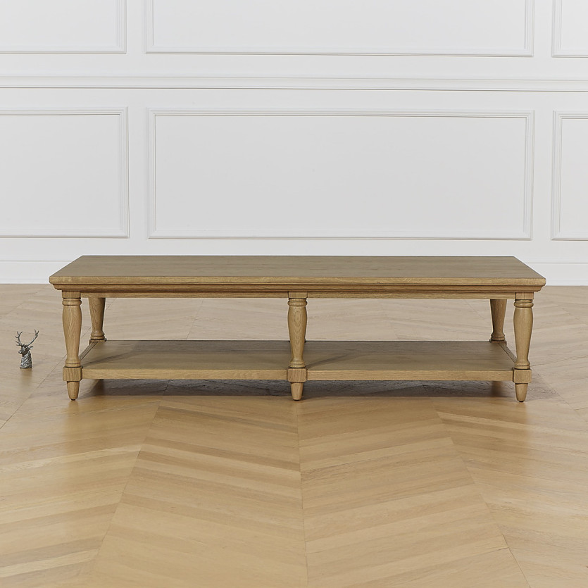 Langer Couchtisch EDINBURGH - Shabby Chic Stil, 1 unteres Regal
