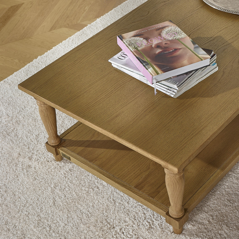 Longue table basse EDINBURGH - Style shabby chic, 1 étagère basse