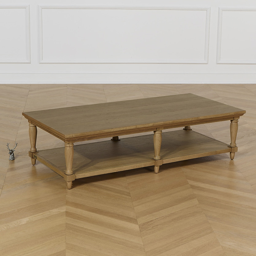 Longue table basse EDINBURGH - Style shabby chic, 1 étagère basse