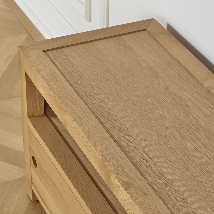 Mueble TV PAOLA - Estilo contemporáneo en roble, 2 puertas correderas, 100 cm