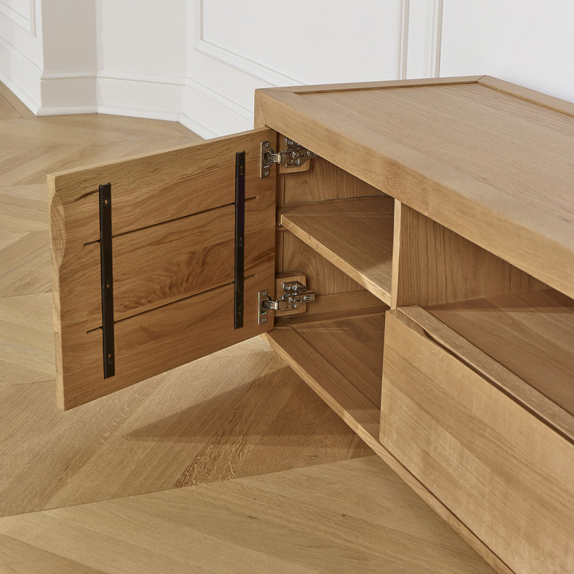 TV-Möbel aus Eiche CAMILLE - Zeitgenössischer Stil, 1 Schublade, 1 Tür, 140 cm