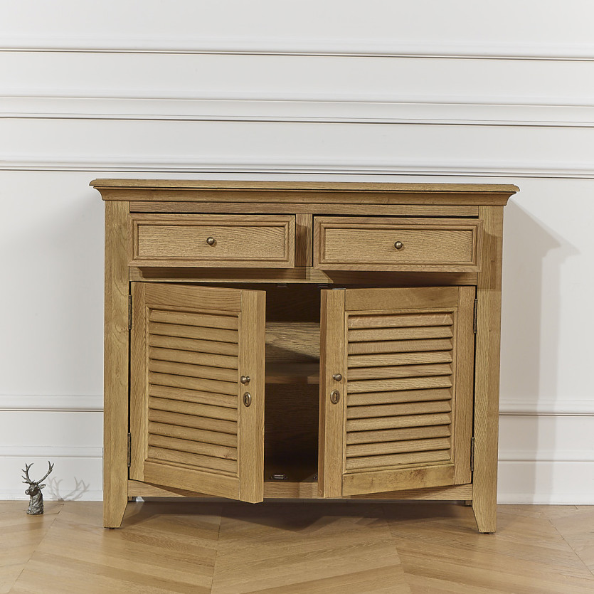 Buffet CHARLES - Stile shabby chic in rovere, 2 cassetti, 2 ante