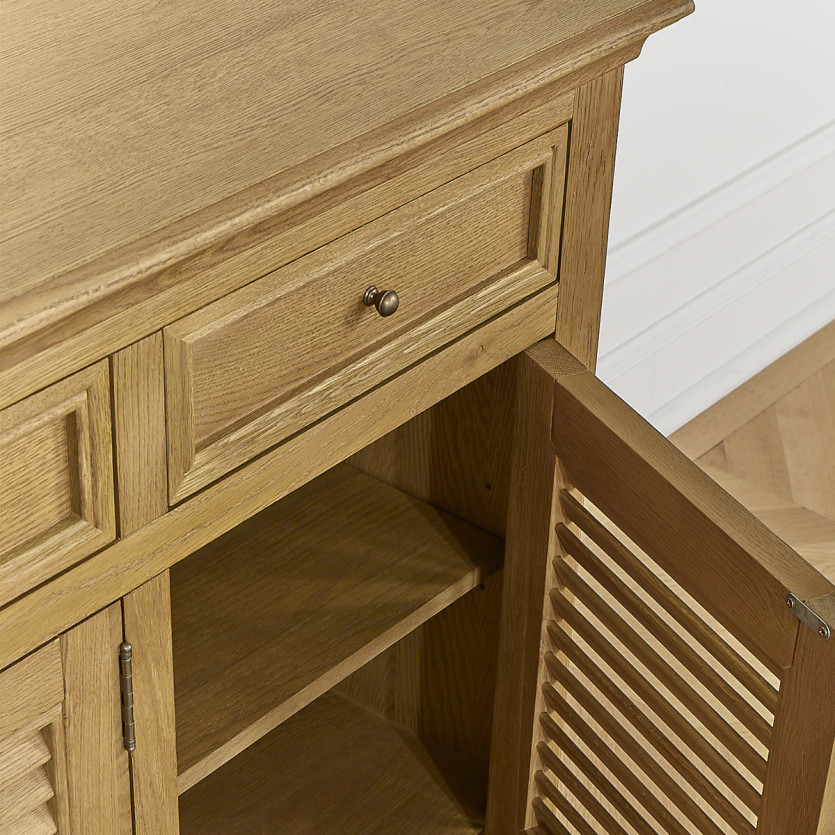 Buffet CHARLES - Stile shabby chic in rovere, 3 cassetti, 3 porte