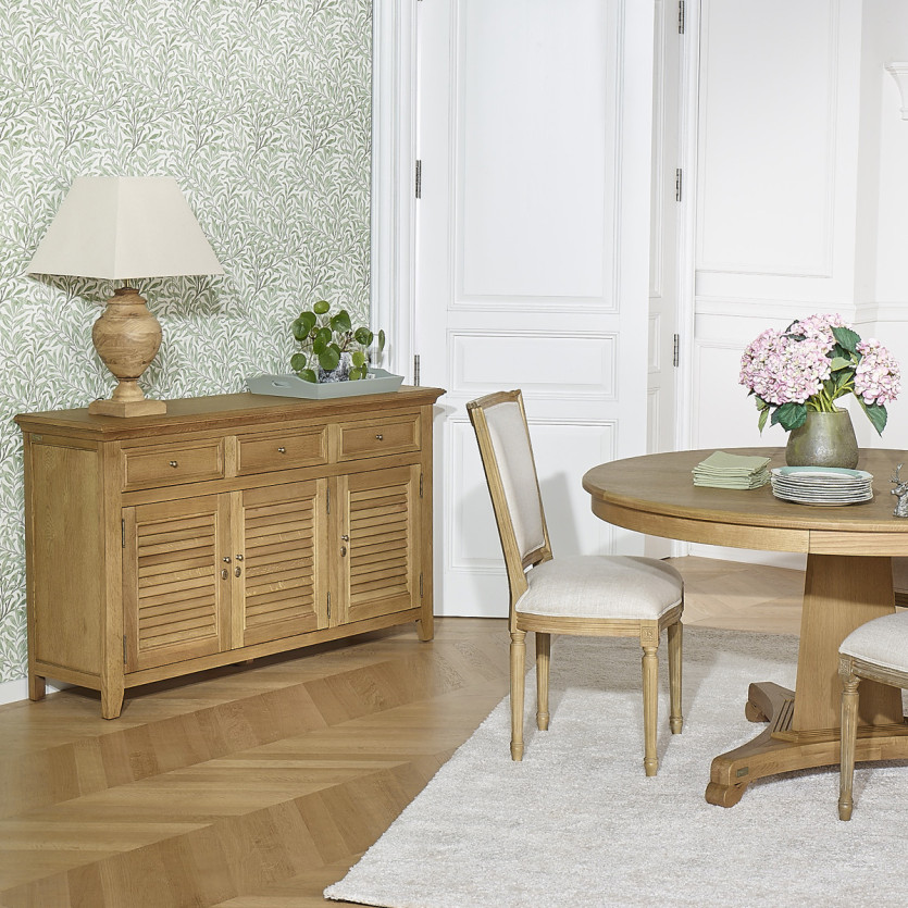 Buffet CHARLES - Shabby chic style in oak, 3 drawers, 3 doors