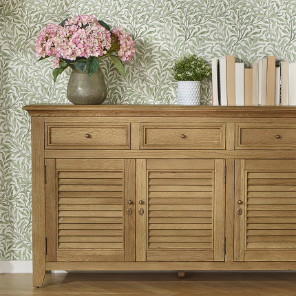 Buffet CHARLES - Shabby Chic Stil in Eiche, 3 Schubladen, 3 Türen