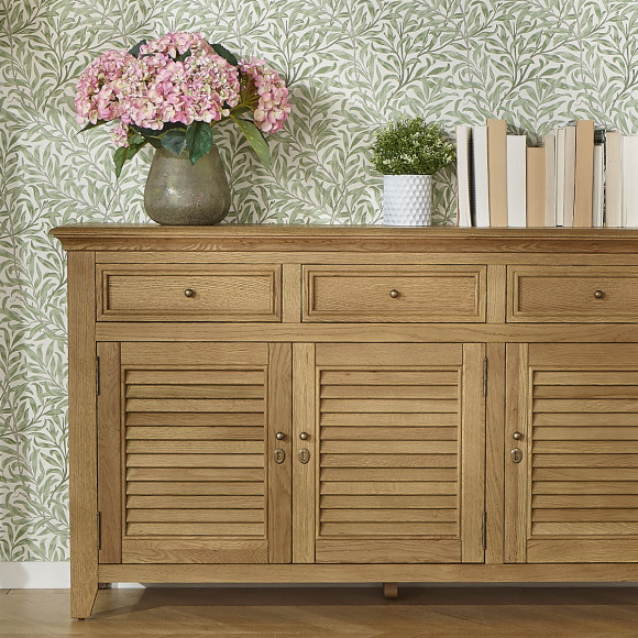 Buffet CHARLES - Estilo shabby chic em carvalho, 3 gavetas, 3 portas
