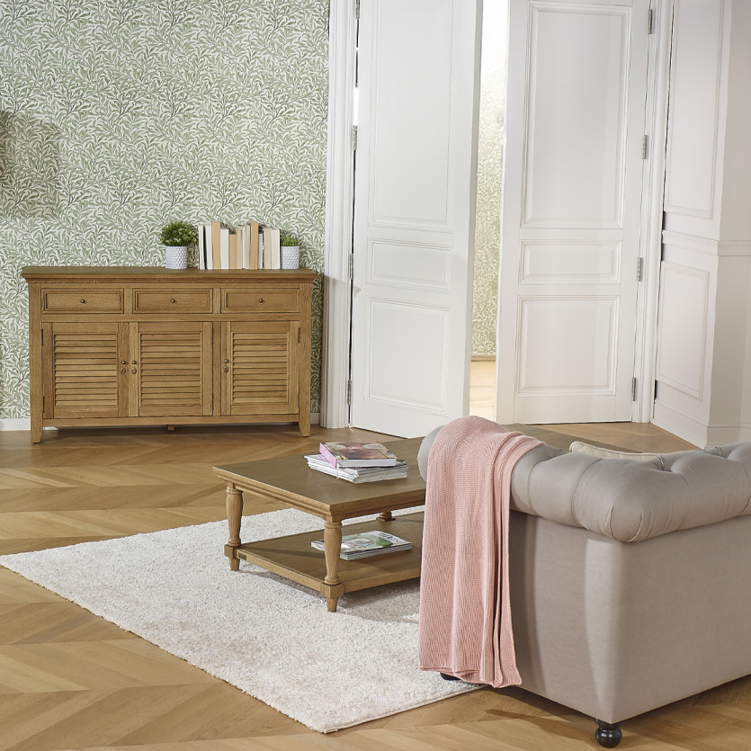 Buffet CHARLES - Shabby chic style in oak, 3 drawers, 3 doors