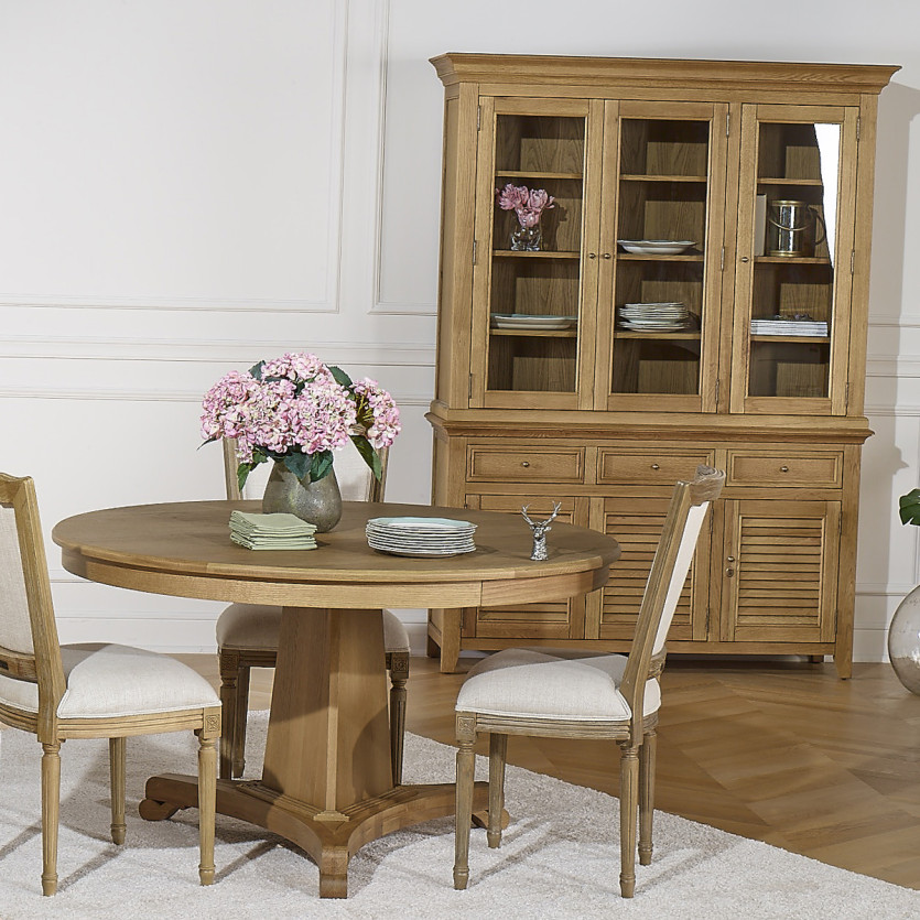 Vaisselier CHARLES - Style shabby chic en chêne, 3 tiroirs, 6 portes