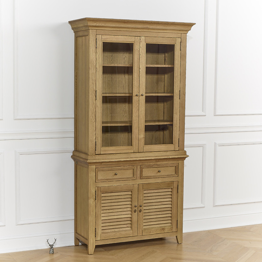 Aparador CHARLES - Estilo shabby chic en roble, 2 cajones, 4 puertas