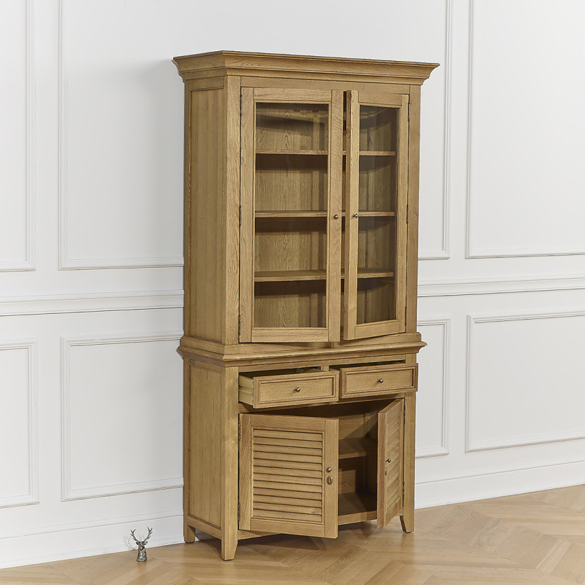 Aparador CHARLES - Estilo shabby chic en roble, 2 cajones, 4 puertas