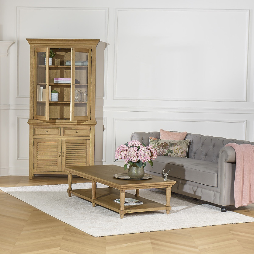 Credenza CHARLES - Stile shabby chic in rovere, 2 cassetti, 4 ante