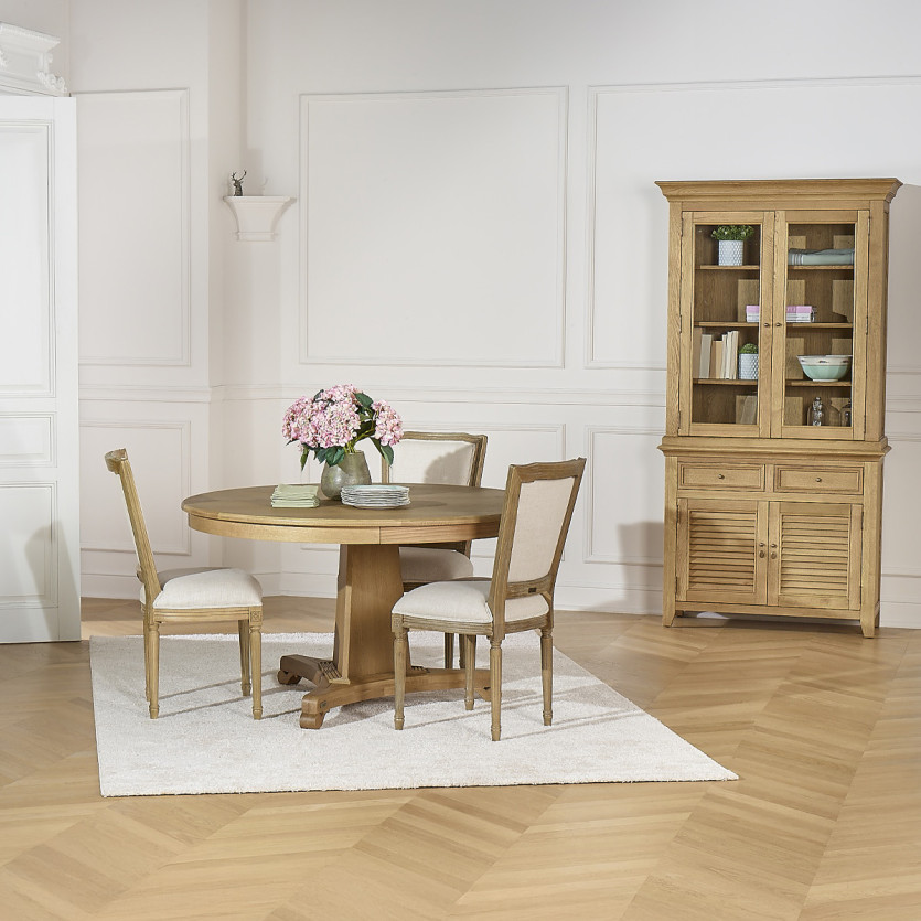 Credenza CHARLES - Stile shabby chic in rovere, 2 cassetti, 4 ante