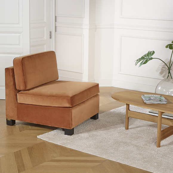 Poltrona modulabile LEONNARD - Stile contemporaneo in velluto e legno certificato FSC®