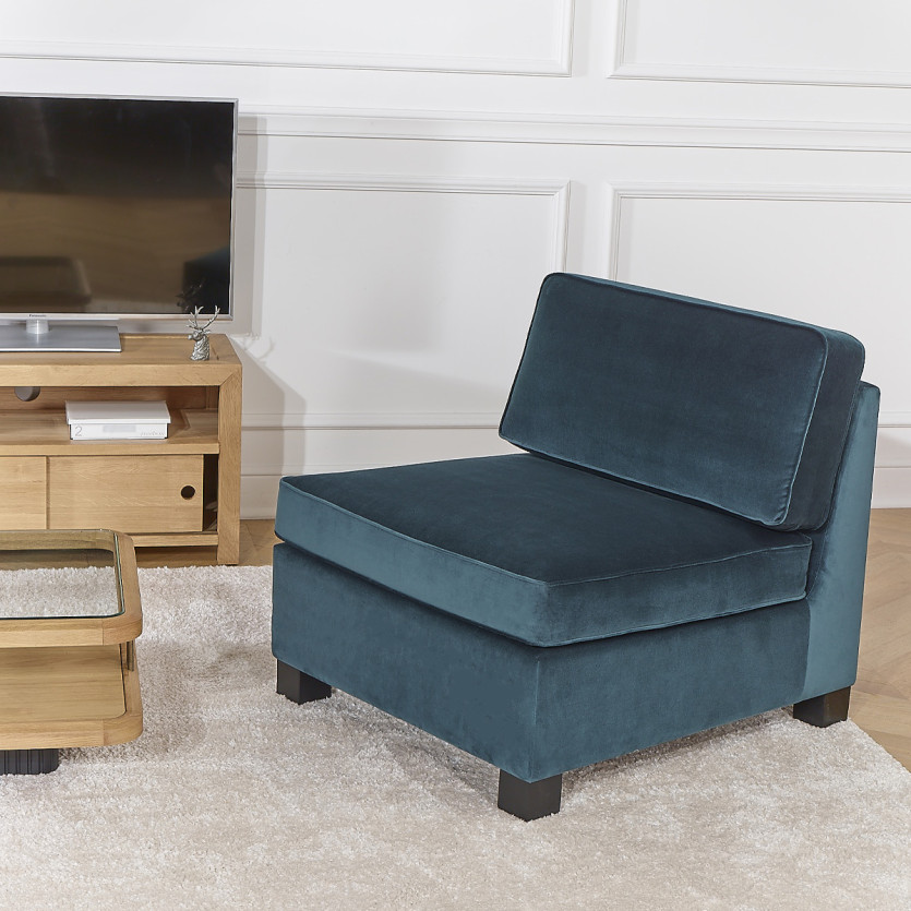 Chauffeuse modulable LEONNARD - Style contemporain en velours et bois certifié FSC®