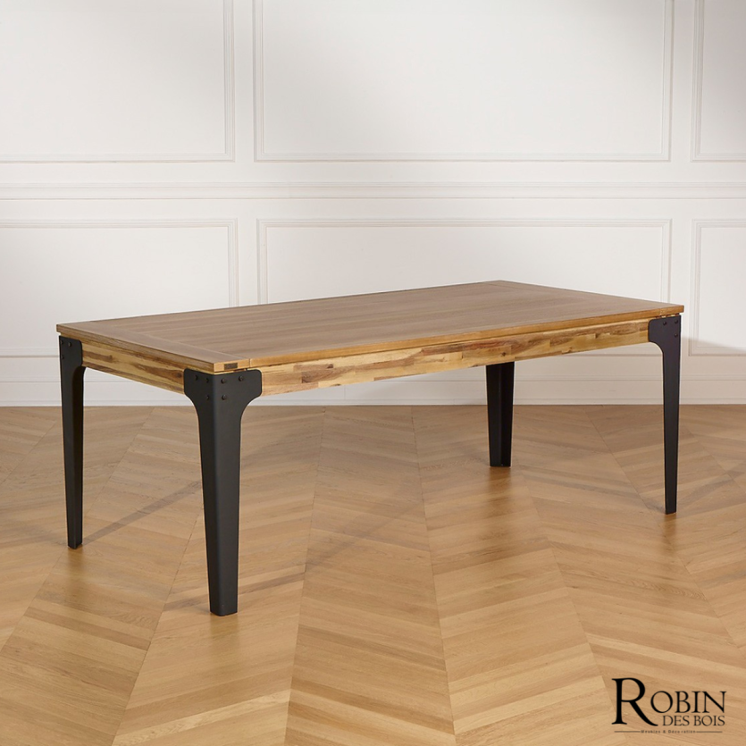 BALTIMORE - Tavolo da pranzo allungabile, stile moderno, legno e metallo, 8/10 coperti