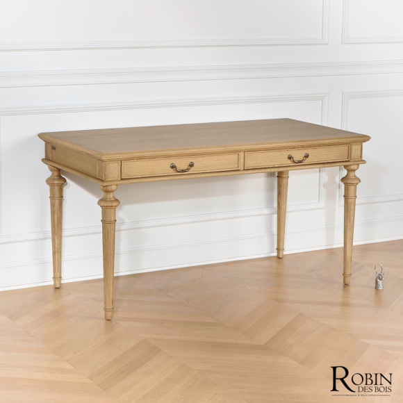YVAN - Classic style oak desk, 2 drawers