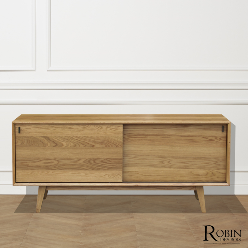MATHILDE - Credenza scandinava in rovere, 2 ante scorrevoli