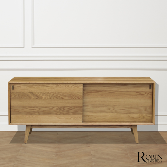 MATHILDE - Scandinavian oak sideboard, 2 sliding doors
