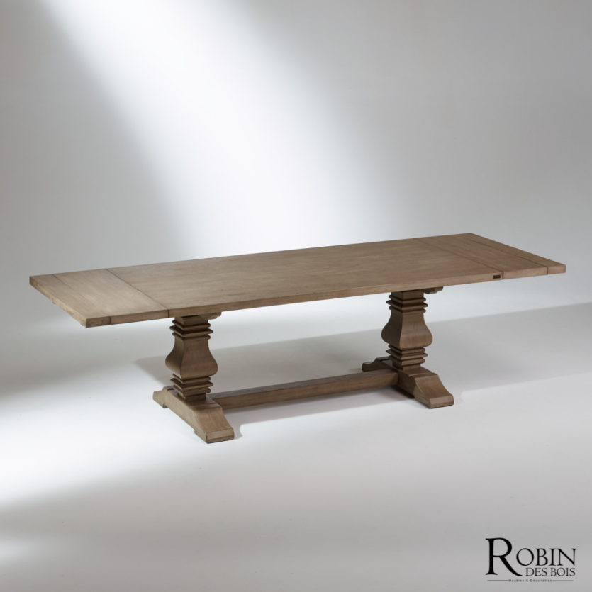 PENELOPE - Gray monastery table, shabby chic style, 8 to 12 people