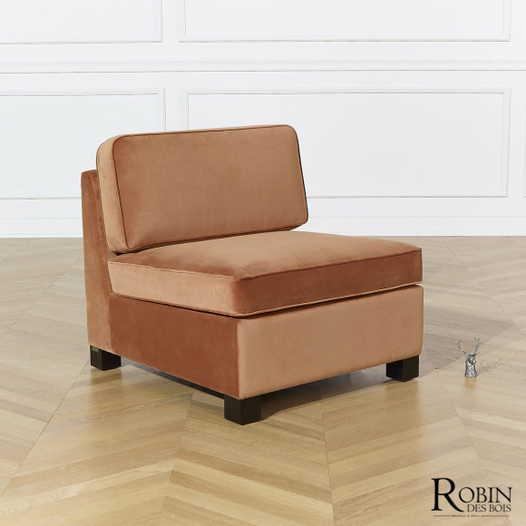 copy of Sillón modular LEONNARD - Estilo contemporáneo en terciopelo y madera certificada FSC®