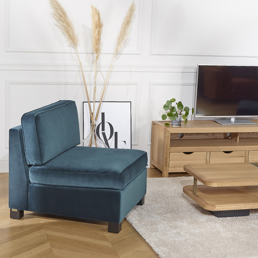 Chauffeuse modulable LEONNARD - Style contemporain en velours et bois certifié FSC®