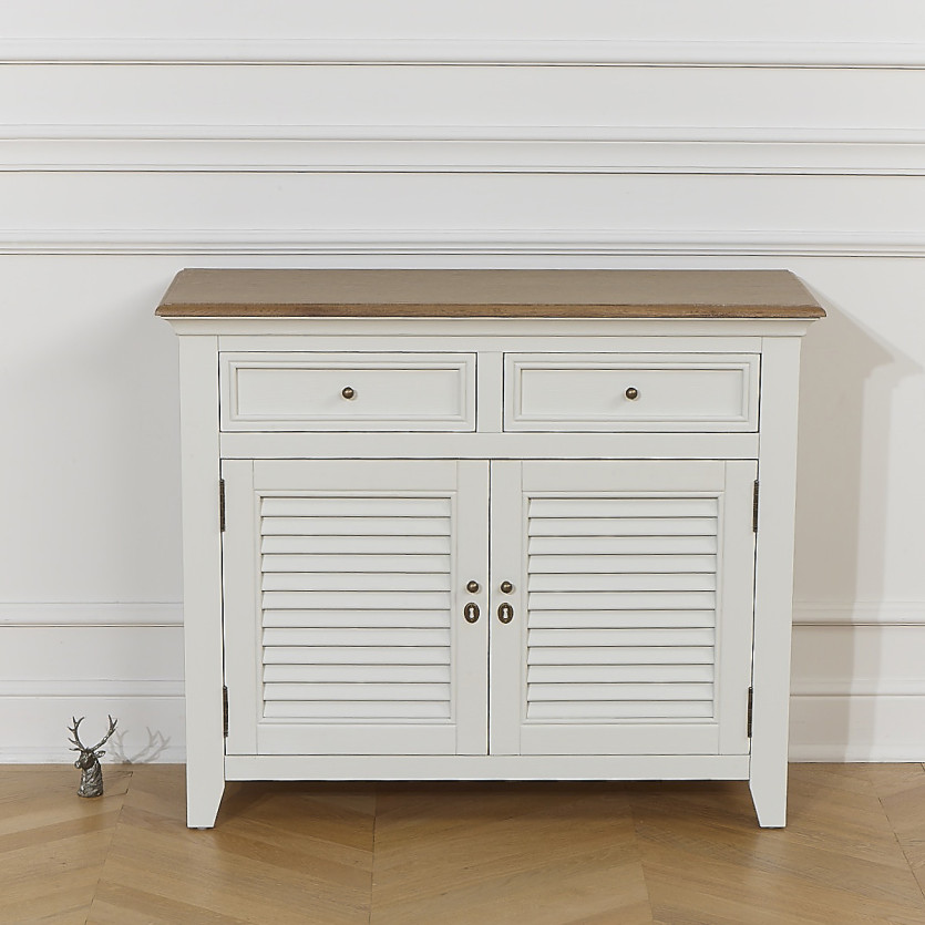 EDEN Buffet - Shabby chic style, oak top, 2 drawers, 2 doors