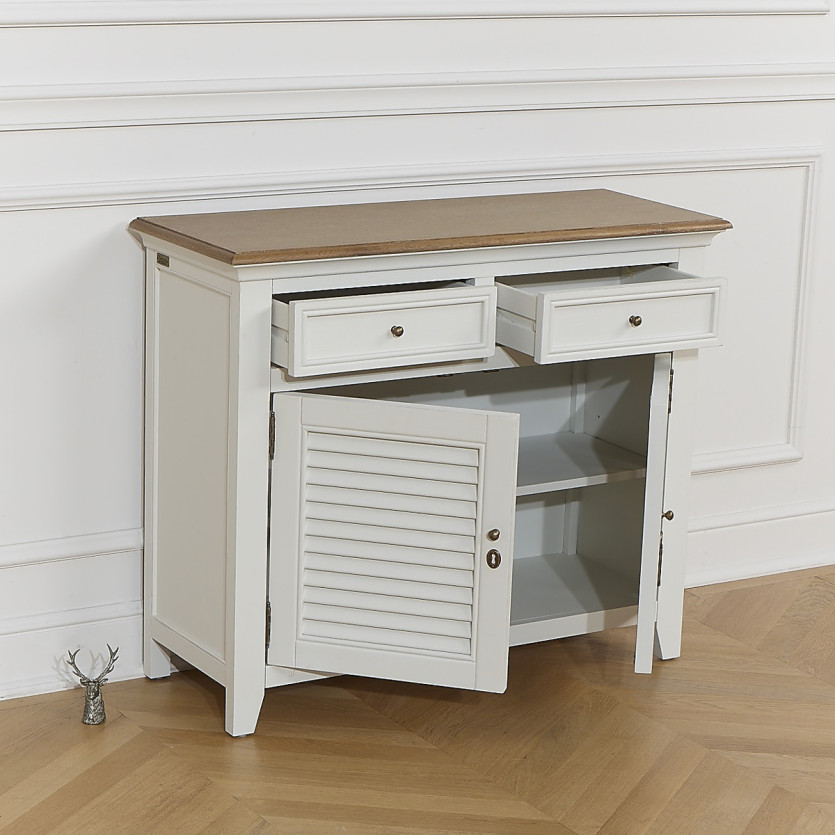 Buffet EDEN - Estilo shabby chic, encimera de roble, 2 cajones, 2 puertas