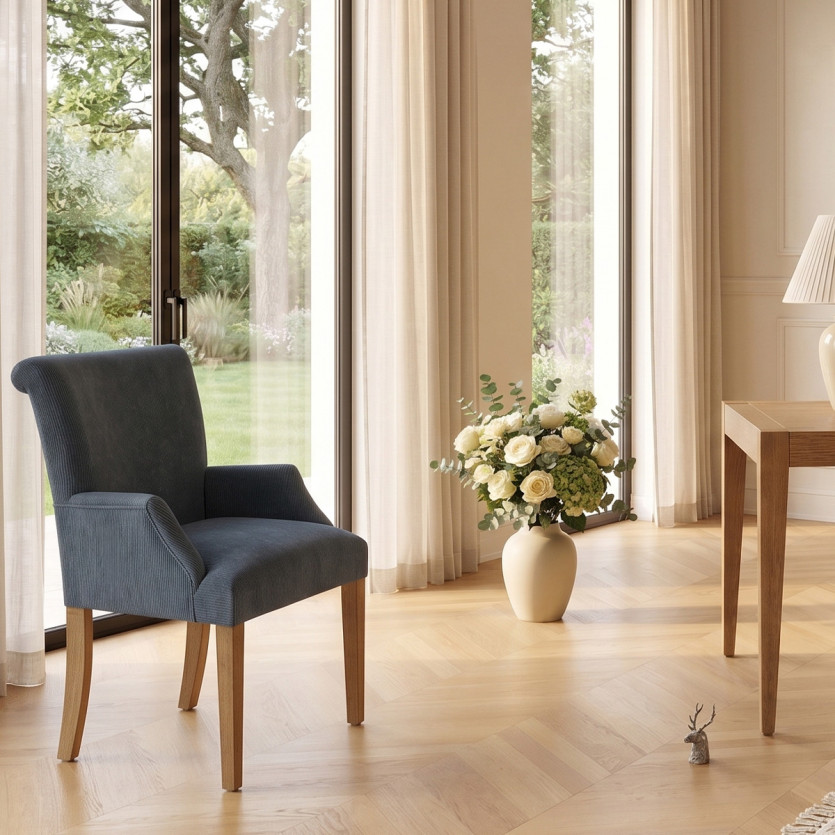 ALBA Table Chair - Contemporary style, solid wood legs, corduroy fabric
