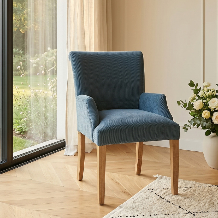 ALBA Table Chair - Contemporary style, solid wood legs, corduroy fabric