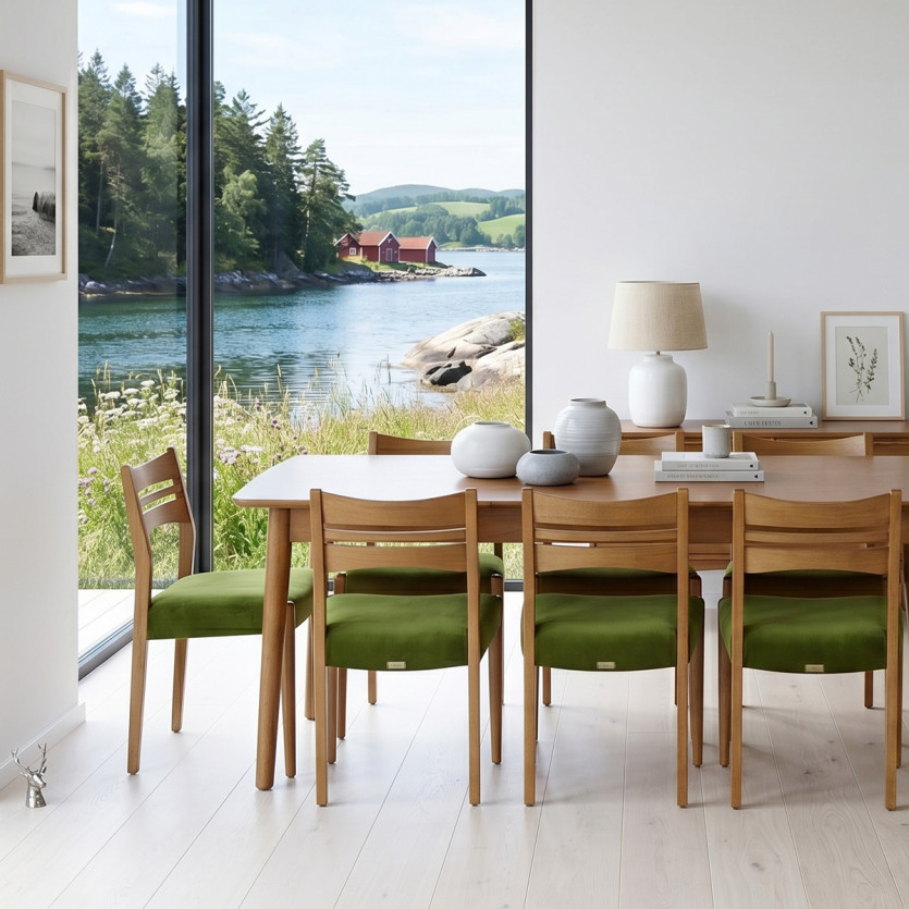 Uitschuifbare eettafel BEN - Scandinavische stijl, poten van massief hout, 8/10 personen