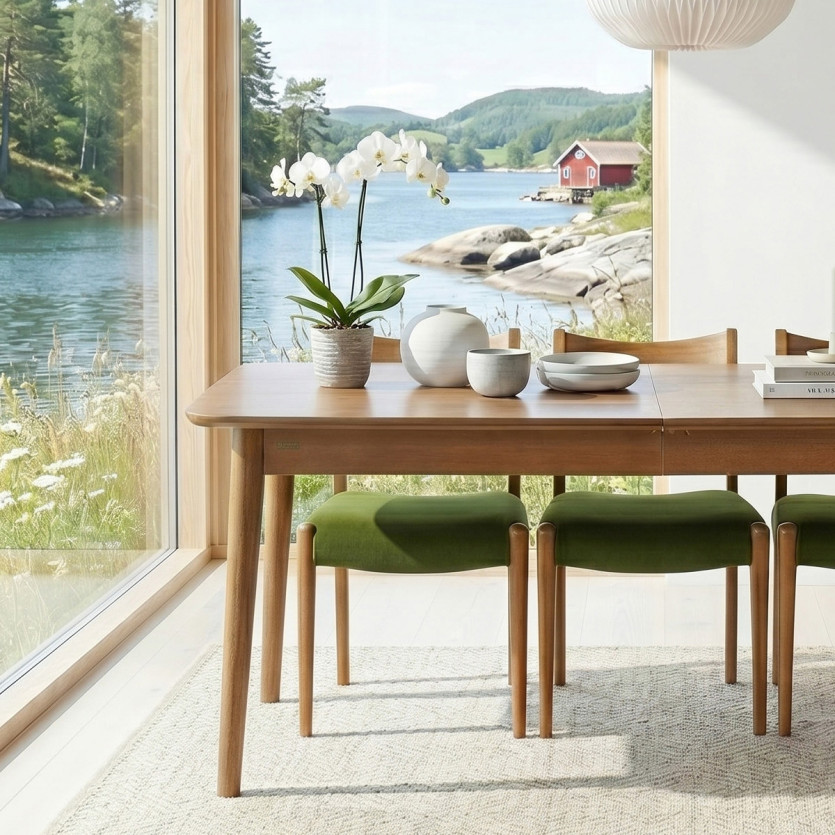 SOLO rectangular dining table - Scandinavian style, solid wood legs, 4/6 people