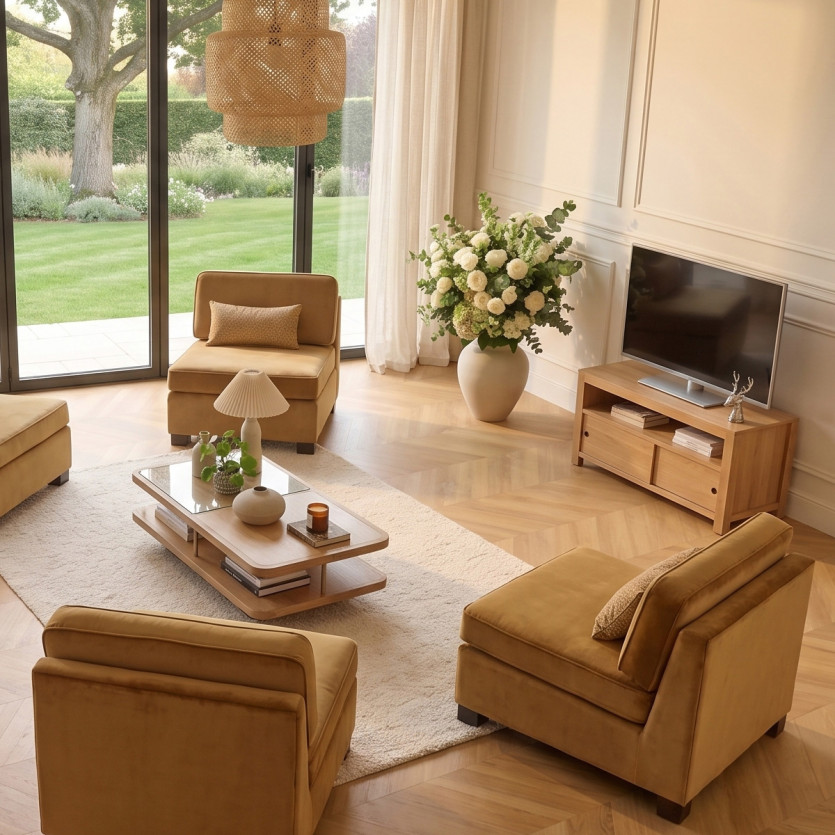 Mueble TV PAOLA - Estilo contemporáneo en roble, 2 puertas correderas, 100 cm