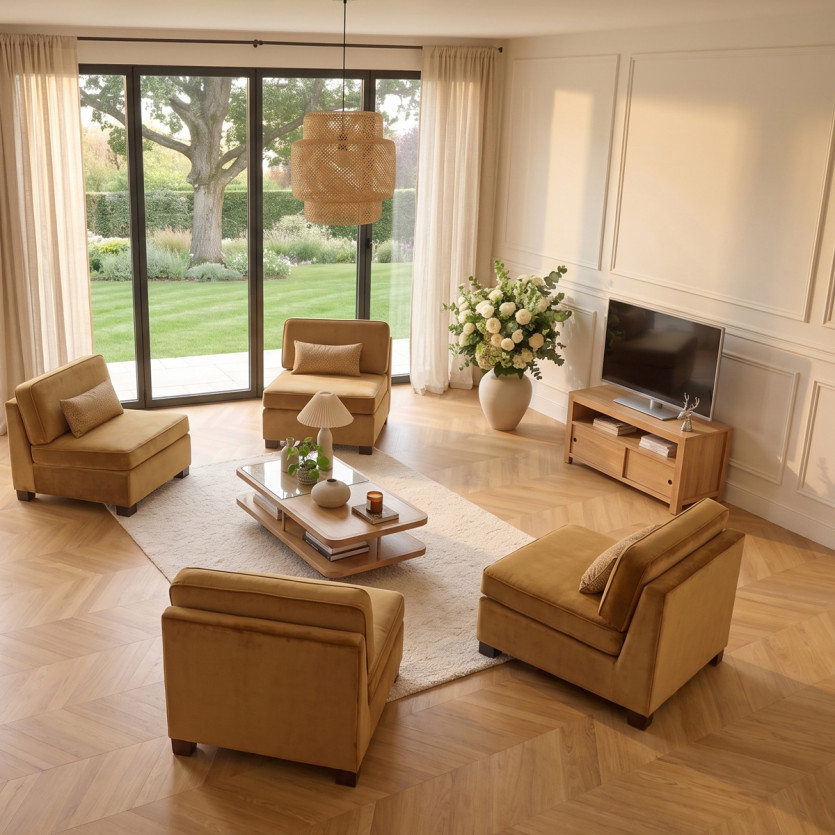 TV Unit PAOLA - Contemporary style in oak, 2 sliding doors, 100 cm
